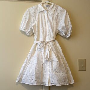 A New Day White Buttoned Tie Front Dress